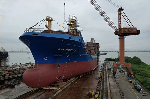 A 12500DWT Multi-purpose Vessel built by our company was successfully launched