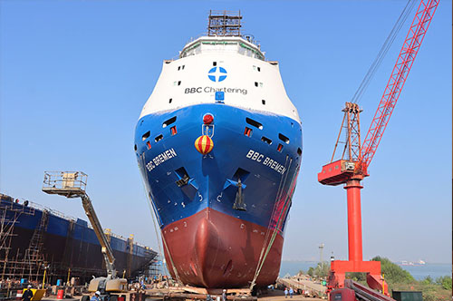 A 11,000DWT multi-purpose vessel of Sanfu was successfully launched.
